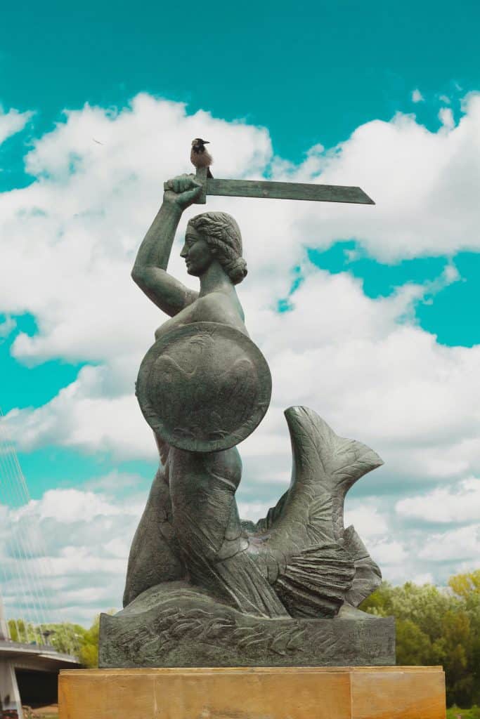 Mermaid statue in Warsaw, one of the best cities to visit in Poland