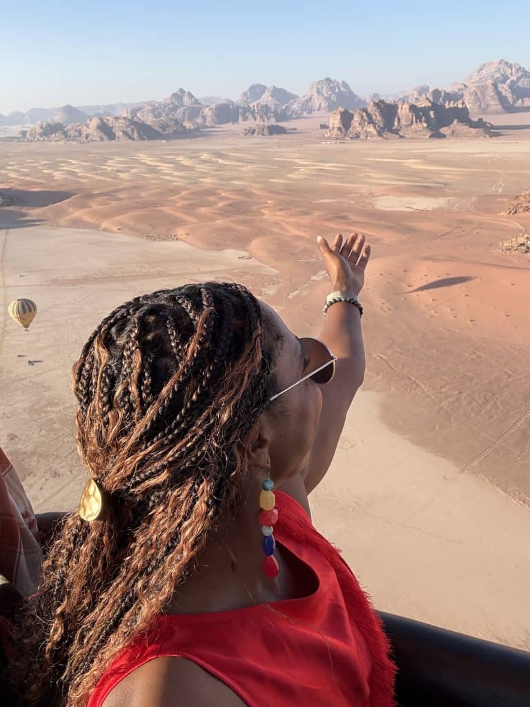 Itinerary for Jordan- woman in hot air balloon