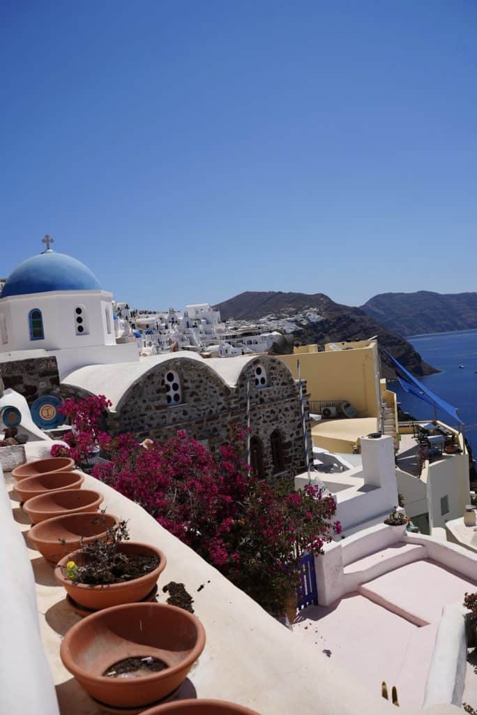 Blue dome building in Santorini